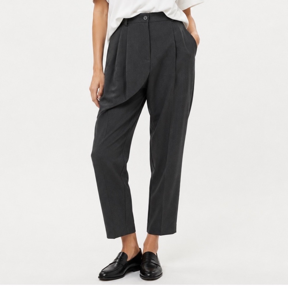 DISSH Carey Charcoal Pleated Trousers High Waisted Grey Tapered Pants US 8